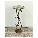 Wrought Iron & Glass Side Table