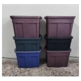 6 Rubbermaid Roughneck Totes