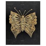 Antique Sterling Silver Filigree Butterfly Brooch