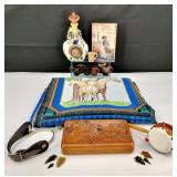 VTG Western Lot Cowboy Decanter Book Arrow Heads