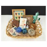 Basket of Vintage Art/Art Glass & More