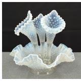 VTG Fenton Clear White Opalescent Lace Epergne