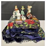 Occupied Japan Figures Beaded Peacock Runner