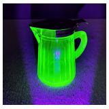 Antique Uranium Glass Syrup Pitcher