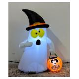 Surprised Ghost & Pumkin Pail Inflatable
