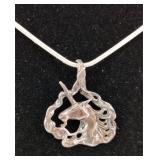 .925 Sterling Unicorn Pendant & .925 Necklace