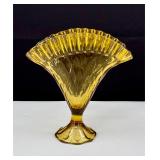 Vintage Ruffled Fan Amber Vase