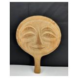 VTG Hand Caved Moon Face Handled Bowl Folk Art