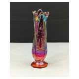 VTG Indiana Glass Co. Heirloom Carnival Glass Vase