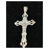 .925 Sterling Silver Ornate Cross Pendant