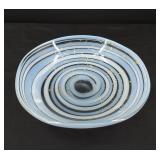 Gorgeous Blue Swirl & Gold Art Glass Bowl