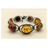 VTG Signed Baltic Amber & .925 Sterling Bracelet
