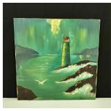 VTG Signed Ocean Print on Canvas