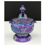 VTG Fenton Pagoda Carnival Glass Lidded Candy Dish