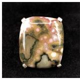 .925 Sterling Silver & Ocean Jasper Ring Size 8.25