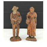 Vintage Black Forest Wood Carved Peasant Figures