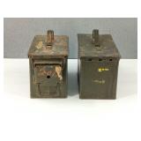 Vintage US Army Metal Amo Canisters