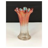 VTG Fenton Swung Glass Clear & Marigold Vase
