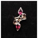 .925 Sterling Silver Garnet Smoky Quartz RIng