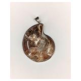 Large Polished Ammonite Fossil Pendant