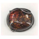 VTG .925 Sterling & Natural Baltic Amber Brooch