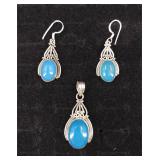 .925 Sterling & Blue Chalcedony Earrings/Pendant