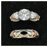 VANCARO .925 Sterling Wedding Ring Set Size 8