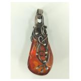 Large .925 Sterling Silver & Baltic Amber Pendant