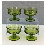 Indiana Glass Green Thumbprint Parfait Bowls