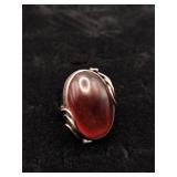 VTG Signed Sterling & Baltic Amber Statement Ring