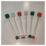 VTG Glass Green & Orange Swizzle Sticks