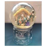 Nativity Snow Globe with Ornate Metal Base
