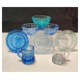 VTG Mini Cobalt Blue & Light Blue Plates Bowls