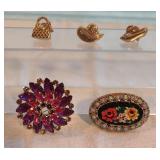 VTG Micro-Mosaic, Avon Pins and Rhinestone Brooch