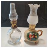 2 VTG Hurricane Lamps Enesco And Clear