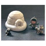 VTG Hallmark Pewter Mini Ornaments & Igloo