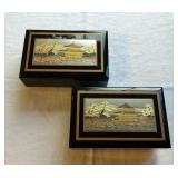 VTG Black Lacquer Japanese Musical Jewelry Boxes
