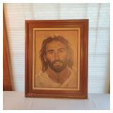Vintage MCM Framed Jesus Print
