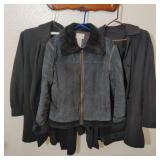 3 Womens Leather And Wool Blend Jacket Coat