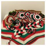 VTG Christmas Doilies Afghan Tree Skirt +