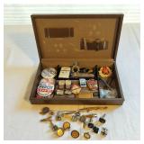 Jewelry Box Vintage Political Pins Lighter & More