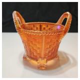 VTG Northwood Marigold Carnival Glass Basket