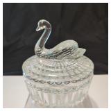VTG Jeanette Clear Glass Swan Trinket Dish