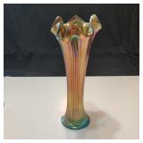 VTG Iridescent Carnival Glass Vase