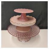 3 Pink Cake Stands