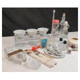 VTG Glass Nicknacks, Tea Set, Boat Ashtray +