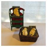 3 Snowbabies & Sleigh Shelf