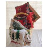 Christmas Gift Basket Pillows Platters & More