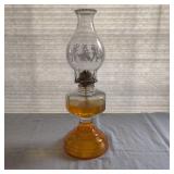 VTG Orange Glass Large Oil Lamp/Lantern