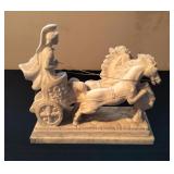 Roman Chariot with Horses on Marble Base